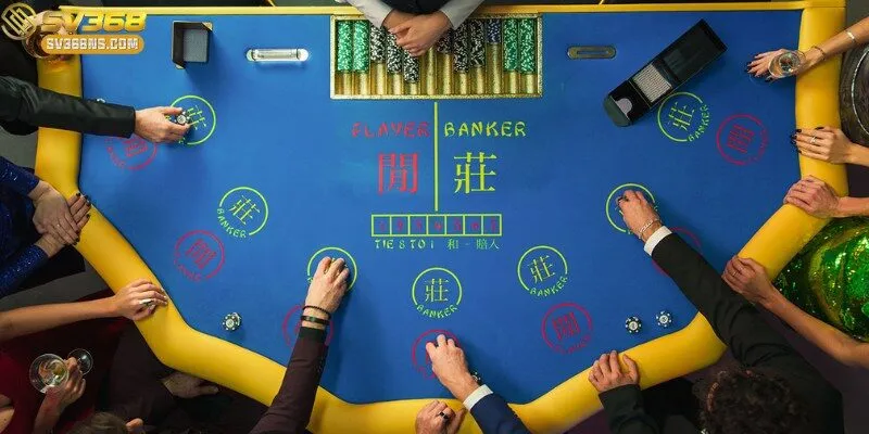 Giao diện trò chơi baccarat tại SV368, nơi người chơi dễ dàng tham gia và đặt cược.